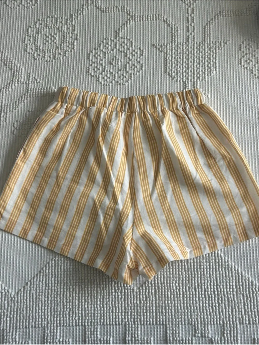 Charlie Holiday Yellow and White Striped Cotton Athletic Shorts